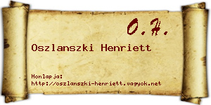 Oszlanszki Henriett névjegykártya
